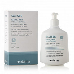 Sesderma SALISES Facial/Body soap-free cream, Крем пенящейся для умывания для лица и тела, 300 мл